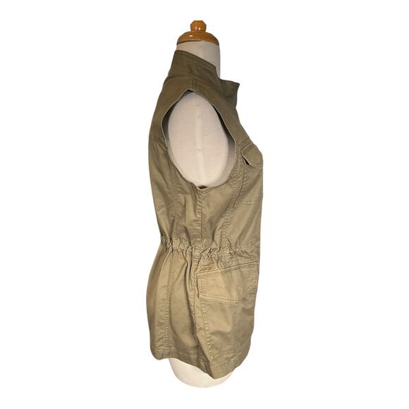 Banana Republic Sage Green Utility Peplum Vest Size Small Drawstring Waist - Picture 4 of 11